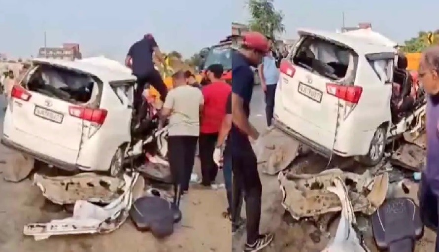 बड़ा हादसा: कार और ट्रक की भीषण टक्कर से 7 लोगों की मौके पर ही मौत, गाड़ी को काटकर निकालने पड़े शव