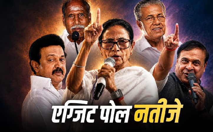 5 राज्यों के एग्जिट पोल के नतीजों ने चौंकाया, बंगाल में भाजपा का जलवा, केरल में सत्ता परिवर्तन की लहर, जानें सभी राज्यों का अनुमान